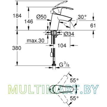Смеситель Grohe Eurosmart (33188002) картинка 2